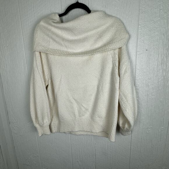 Anthropologie Turtleneck Sweater Ivory Long Sleeve Size Medium Relaxed Offwhite - Picture 7 of 8
